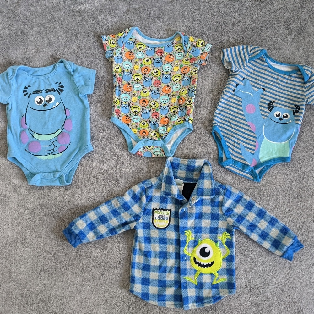 *SOLD*Monster Inc onsie set with Flannel jacket